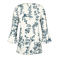 Ženska labava vrhovi plutane tunike cvjetne tiskovine tines rukave V pulover Elegantne casual fit girls