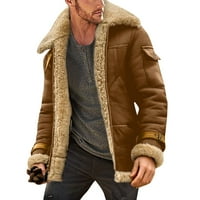 Muškarci Plus size Zimski kaput rever ovratnik dugih rukava podstavljene kožne jakne Vintage zgušnjava