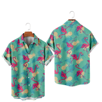 Slobodno vrijeme Flamingos Košulje za muškarce 3D tiskane muške havajske majice plaža kratki rukav modni