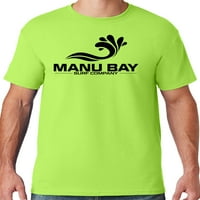 Mens Manu Bay Surf Company Crna logo Majica, 4xl Neon Green