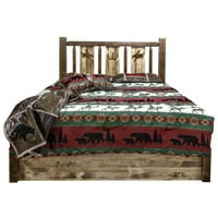 Kućna kolekcija platforma krevet w Skladište, Kalifornija King W Laserski uređen bronc dizajn, mrlja
