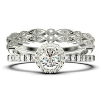 Zasljepljujući minimalistički 2. katamanski ručni rez dijamantski moissan zaručni prsten, vjenčani prsten,