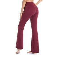 Ženske joge hlače visoke strukske tamke široke ravno nogu sportske pantalone pantalone sa džepom za