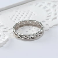 Delikatno izrezano ispis dame prsten za angažman Završni prsten prsten, srebro