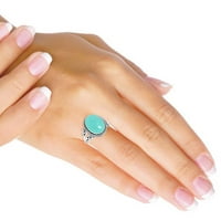 Sterling srebrni prsten za žene - muškarci Aqua Chalcedony Gemstone Silver Ring Veličina marta Rođenje
