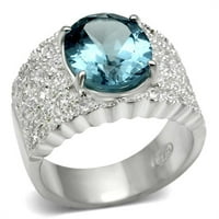 Alamode Žene srebrni srebrni srebrni prsten sa sintetičkim u morskom plavom - veličinu 9