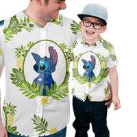 Muški gumb niz kratki rukav Ležeran Havajska majica Disney Stitch Big i Visok dijete brzog sušenja