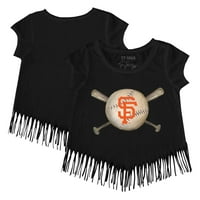Djevojke Mladića Tiny Turpap Black San Francisco Giants Baseball Cross Bats Fringe Majica