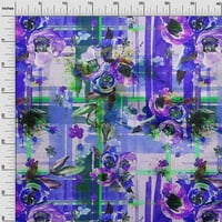 Onuone pamuk Poplin Prušičasto plave tkanine Provjerite i cvjetne ploče za cvijeće Craft Projekti Dekor