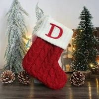 Musuos Božićni poklon čarapa, inicijala slova snježne pahuljice uzorak pletene crtane čarape tkanine