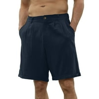 Muški ljetni posteljina kratkih hlača Klasične pamučne hlače Elastična struka Comfy Wide noga kratke