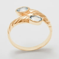 Britanci napravili 14K ružilijski zlatni prsten od prirodnog akvamarinske žene - Opcije veličine - 5.
