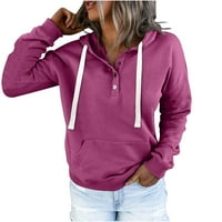 Ersazi Ženski vrhovi Ležerni ženski modni kapuljač džep džep dugih rukava punog boja casual labav džemper