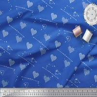 SOIMOI Blue Poliester Crepe tkanina i cvjetno srce za ispis od dvorišta široko