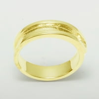 Britanska napravljena 10k žuti zlatni prirodni dijamantski muški prsten - Veličine opcije - Veličina