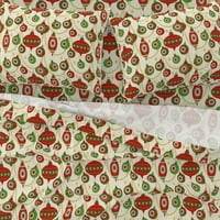 pamučni listovi, kralj set - prugaste bobice kore retro božićne praznične ukrase kuglice vintage