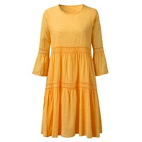 Ljetna haljina za žene modne žene labave solidne boje O-izrez duhovni rukavac casual kratkih rukava
