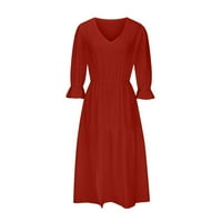 Ženske ljetne haljine Ženske haljine omotavaju duboki V-izrez suknje ugrađene crvene m