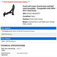 Prednja lijeva manja upravljačka ruka i sklop zgloba kuglice - kompatibilan sa - Ford Focus 2010