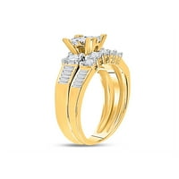 10KT Žuta zlatna princeza Dijamantni klaster Bridal Vjenčani prsten set CTTW