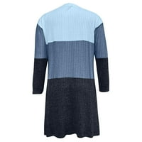 Ženska modna casual boja koja odgovara pulover s dugim rukavima, ravna haljina plava