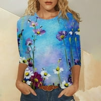 Ženski vrhovi rukava, modna žena O izrez Tri četvrtine 3 4Sleeve majica Jesen štampanje bluza vrhova
