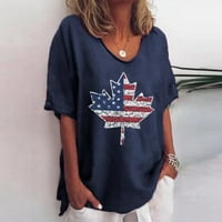 Yubatuo Dan nezavisnosti Žene vrhovi Ljetni uzorak bluza okrugla vrat kratkih rukava udobne majice