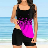 Yueulianxi Ženski tankini veliki bikini set digitalni print Suspender na plaži Split kupaći kostim