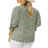 Luxplum ženske majice Chiffon tunika bluza cvjetni tiskovina Ležerne majica za odmor Tee Green l