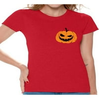 Neugodni stilovi Pumpkin Patch Thirt Jack-Lantern džepa košulja za žene sablasne outfit zastrašujuće