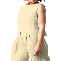 Liacowi ženske pantalone setovi ležerne ljetne odjeće na vrhu bez rukava i široke noge labave pantalone