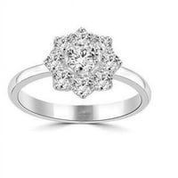Cvjetni stil Diamond 3. CT Halo Angažman prsten, 14k bijelo zlato - veličina 6.5