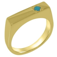 Britanci izrađeni 14k žuto zlatni tirkizni prsten mens bend prsten - veličine opcije - veličine 11,75