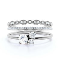 Jedinstveni kamen minimalistički 1. karat okrugli rez dijamantski prsten za angažman, prsten od trilog,