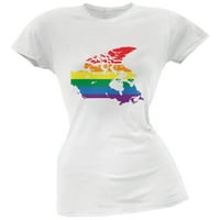 Kanada LGBT lezbijke Pride Rainbow Bijeli juniors Meka majica - mala
