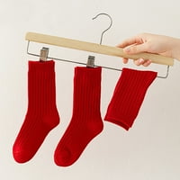 Čarape za mališane svečane dvostruke pin crvene cijevi Novogodišnji parovi čarape crvene l