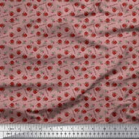 Siamoi Crepe svilena tkanina točka, cvjetna i jagoda plodovi ispis tkanine sa dvorištem široko