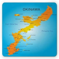 Jastuk za miša Okinawa, japanska politička karta s imenima Daleko Geografski ispis, pravokutnik Neklizajuća