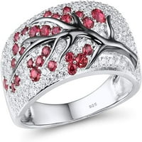 Sterling Silver Cherry Ring Cubic cirkonije drveni grane prsten za žene