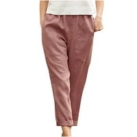Amtdh ženske pune boje pamučne pantalone salonske pantalone Lagane hlače LadyBeach Radni casual izlasci