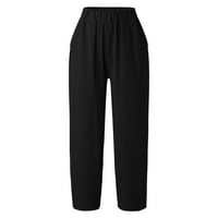Hlače za žene Žene Ležerne prilike u boji labavi džepovi Elastične strugove Hlače duge pantalone crne