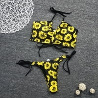 Žene guraju visoki rez V izrez dva bikinija kupaće kostime kupaće cipele žuti s