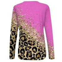 Bluza Fabiurt za žene Modni i elegantan leopard Print Colorblock cvjetni jednostruki nepravilni ovratnik