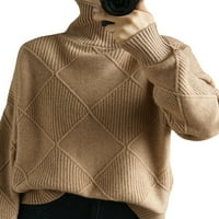 Ženski džemper s dugim rukavima pletenje s visokim vratom Čvrsto boje Casual Party Street pulover vrhove