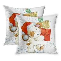 Baby Slatko crtani štenad akvarel božićne passe godine Santa jastučnica za jastuk, skup od 2