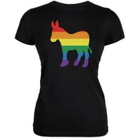 Gay demokrat Pride Donkey Crna juniors Meka majica - 2x-velika