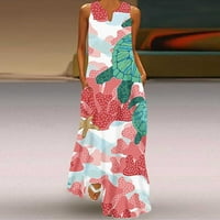 Dame polufazna haljina V-izrez džep cvjetni oblik kugla boho haljina duga maxi haljina
