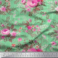 Stripe od pamučne patnje pamučne patke, lišće i ruža cvjetna dekorska tkanina tiskano dvorište široko