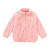Toddler Kids Baby Boys Girls Fashion Slatka čvrsta boja Vjetrootporni džepni jakna za patent zatvarač