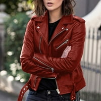 Kaputi za žensku jaknu jesen dugih rukava od kože plus veličina kožna jakna kaputa crvena xl